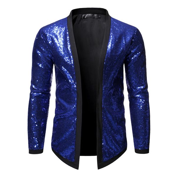 

royal blue sequins nightlcub blazer men sequin suit blazer jacket men party wedding tuxedo blazers stage singer hombre, White;black