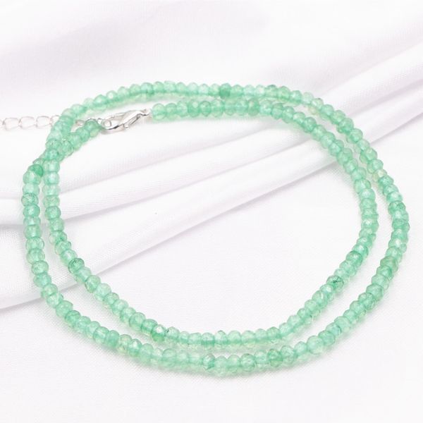 

exquisite 2x4mm choker necklace for women natural aventurine stone jades chain necklaces abacus collares jewelry 18" a810, Golden;silver