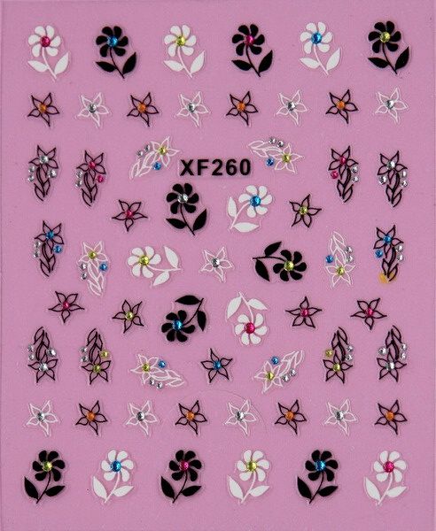 

3sheet new japanese nail stickers designs gummed 3d nail art stickers decals makep art decorations xf260-274, Black