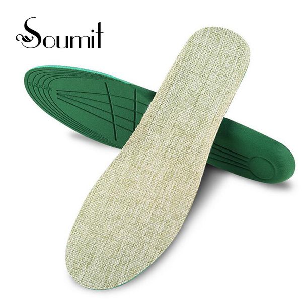 

soumit hand-woven bamboo charcoal linen breathable deodorant shoes insoles men women sports running comfortabele inlegzolen, Black
