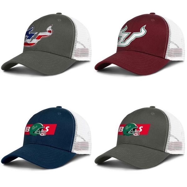 

южная флорида быки футбол красный логотип темно-синий-мужские и женский дизайн дальнобойщик крышка шарик установлен hipster сетки шляпы бело, Blue;gray