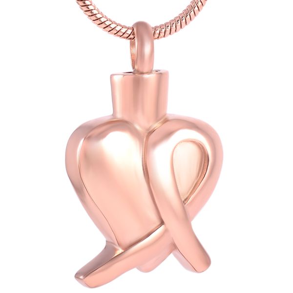 

ijd8626 stainless steel cremation ribbon in heart rose gold pendant necklace memory for ashes urn keepsake for men and women jewelry, Silver
