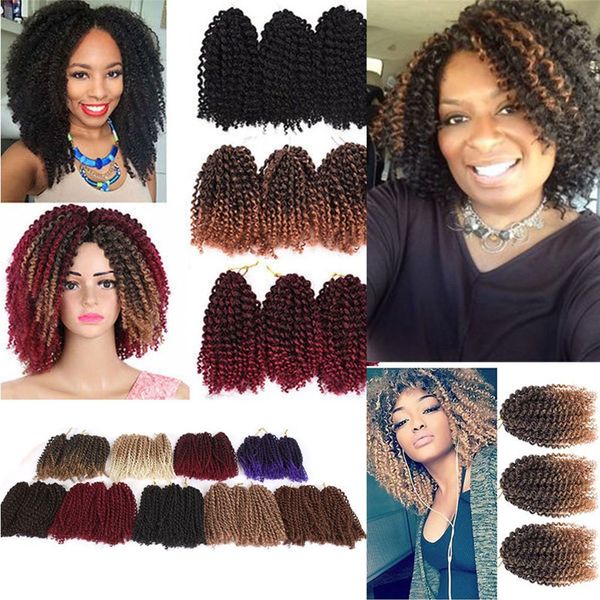 

горячо! 3 шт./лот malibob крючком косы волосы ombre marely косы волосы афро кудрявый вьющиеся крючком плетение наращивание волос для черный, Black