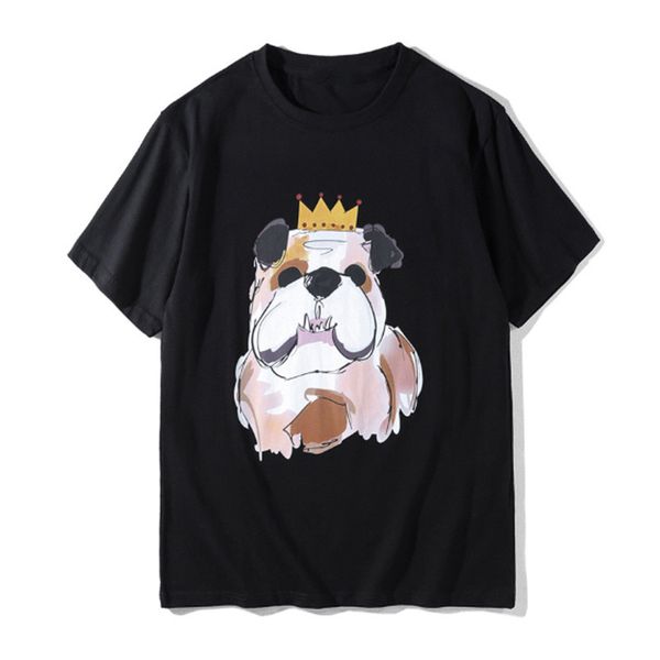 

famous mens t shirts summer hip hop dog print couples short sleeves cotton men women t shirt, White;black