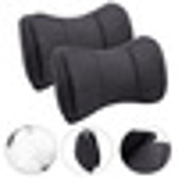 

accessory 2pcs leather seat car headrest pillows cushion head supporting rest 25*15*8cm universal high quality