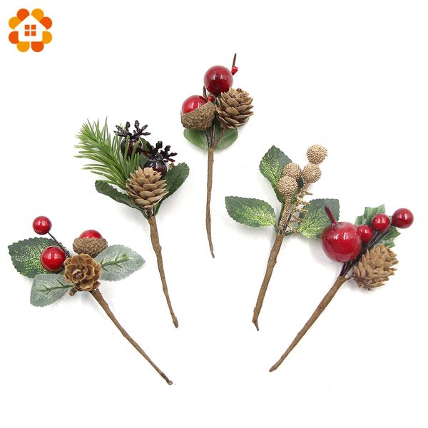 

1pc 5styles diy wreath christmas flowers artificial berries stamens diy crafts accessories wedding/christams party decorations
