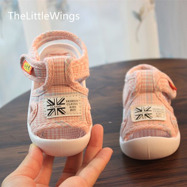 

2020 summer kickproof baby sandals 0-1-2-year-old boys' loafers girls' cotton flat toddler shoes super soft and comfortable, Black;red