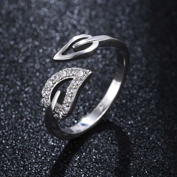

cute style sliver color zirconis open rings geometric adjustable ring jewelry for women party gift, Silver