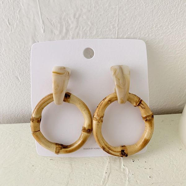 

ethnic popular big circle drop earrings women acrylic simple bamboo handmade beach style for ladies girl statement ear jewellery, Silver