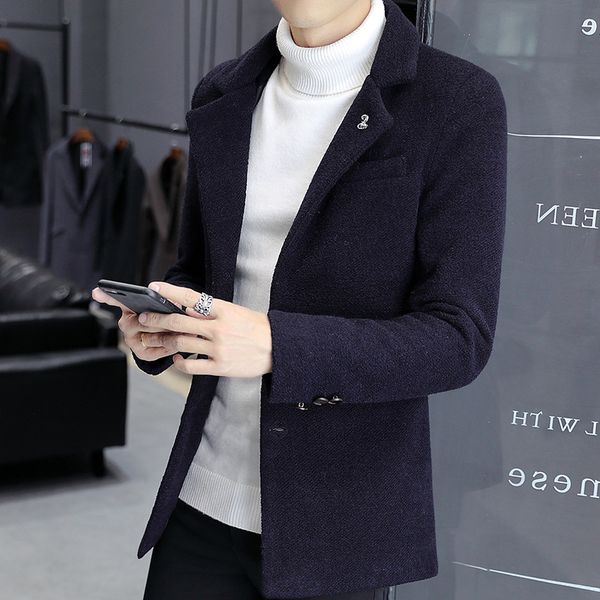 

2019 autumn and winter new men's fashion boutique wool casual business section woolen coat/mens grey overcoat wool jacke s-3xl, Black