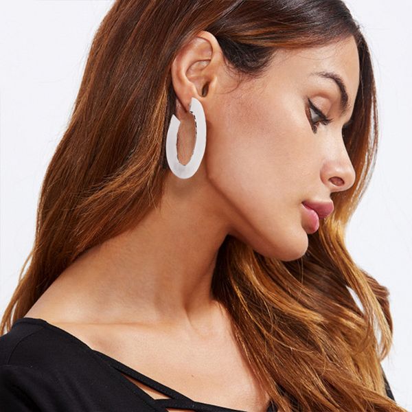 

2020 new big circle hoop earrings for women trendy fashion metal round earrings party wedding jewelry e4628, Golden