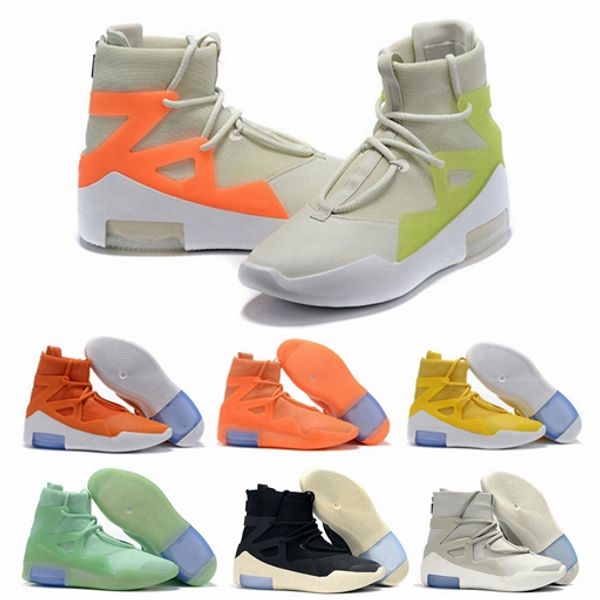 

with box fog fear of god 1 boots fashion designer shoes fog outdoor boots black grey white zoom sneakers size 5-12 ment, White;red