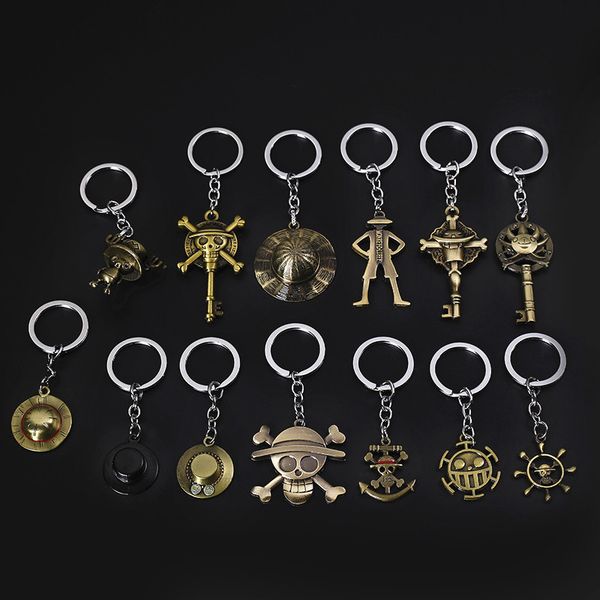

2020 creative metal keychain one piece hat anchor pendant car keyring for men women kid gift jewelry couple key ring llaveros, Silver