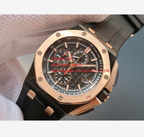 

luxury top high quality наручные часы из розового золота офшорного роо chronograph 26401ro 42мм new кварцевые мужские часы мужские наручные, Slivery;brown