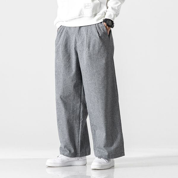 

men oversize wide leg pants 2019 mens straight casual solid baggy trousers men streetwear pants chinese styler male harem, Black