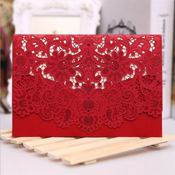 

1 set retro wedding invitation cards kit with envelopes seals personalized printing elegant lace favor wedding party supplies