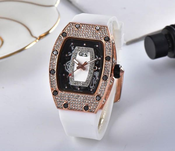 

woman designer luxury watches diamond bezel watch quartz movement watches rubber strap lady watches wristwatches wholesale reloj de lujo, Slivery;brown