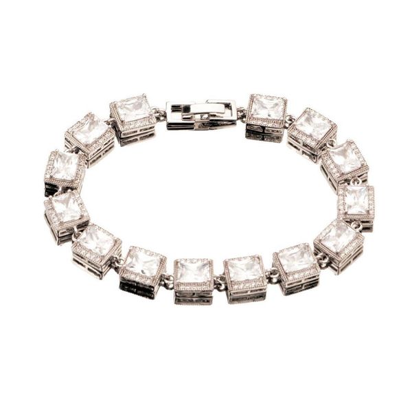 

ladies women exquisite personality wrist steel color square stone zircon chain lovers fashion boutique bracelet, Black