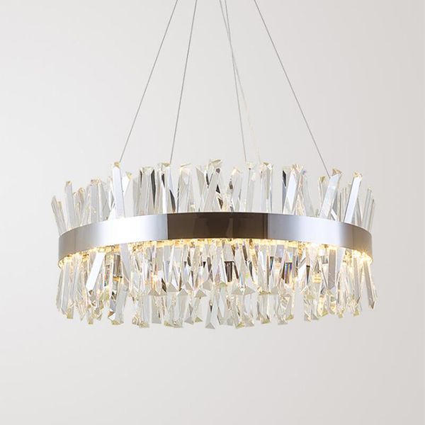 

2019 новые современный хрустальный чандлерс для гостиной серебра главного висячего осв.арматуры хрустальных люстр подвесных лампы ac110-220v