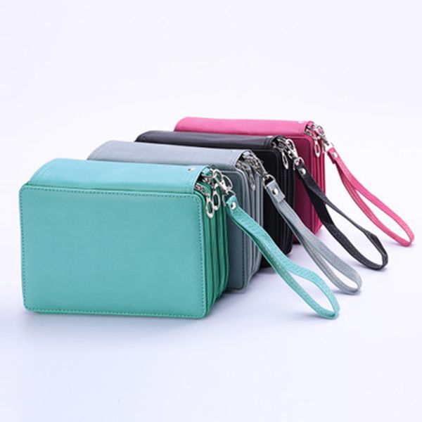 

72 holes pencil case pu leather school large capacity colored pencil bag box multi-functional pencilcase for art supplies gift