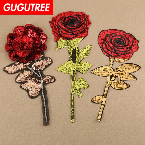 

gugutree вышивка патчи большой цветок патч животных значки аппликация пластыри для одежды dk-120, Black