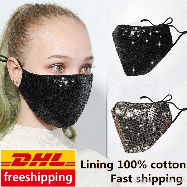 

DHL свободный корабль моды Bling Bling Блестки Защитная маска РМ2,5 пыле Mouth крышка Washable Многократное маска Упругие ушной Mouth маска