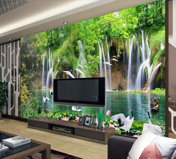 

custom 3d mural wallpaper creative extended bird ming chun yu bai practiced the living room wall painting silk wallpaper