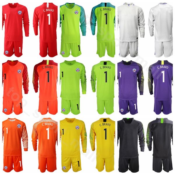 

2019 Goalkeeper GK Long Sleeve Chile Goalie Soccer 12 Brayan Cortes Jersey Set 1 Gabriel Arias 1 Claudio Bravo Football Shirt Kits Uniform