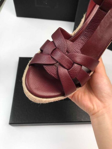 

shop wedge shoes genuine leather sandels wedding t-tied buckle strap summer soft leather sandels classic wedge, Black