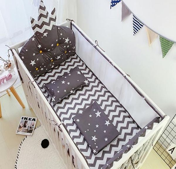

summer baby bedding set cotton breathable mesh cot bumper newborn duvetcover bed flat sheet pillowcase washable baby bed set