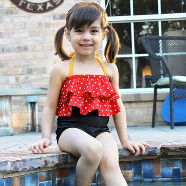 

summer baby girls bikini set split swimsuit 2020 new girls dot print straps two piece swimsuit kids beach outfits a55