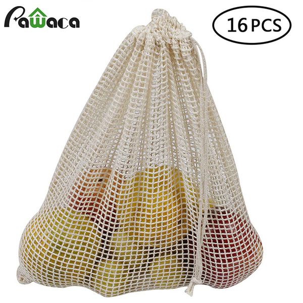 

16pcs 8pcs reusable cotton produce bags washable mesh fruit vegetable bags for shopping storage grocery sundries organizer