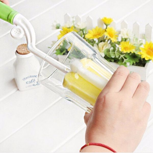 

new sponge cleaning brush 360 degree rotating spin sponge brush baby milk feeding bottle nipple cleaning scrubber brushes