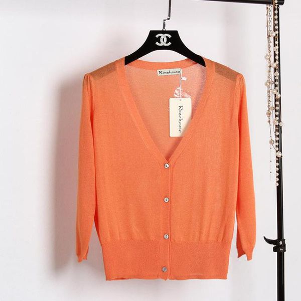 

thin cardigans women 2019 summer v-neck three quarter sleeve knitting coats femme knitwear sweater cardigan mujer pull femme, White