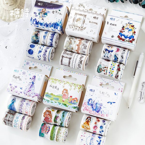 

8pcs / box beautiful decoration washi ribbon flower diy scrapbooking planner adhesive tape label sticker stationery papelaria 2016