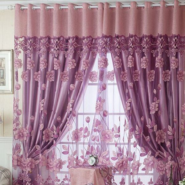 

2018 window voile floral door modern tulle totem curtain drape room sheer a2