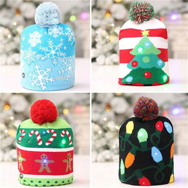 

рождественские вязаные шапки с светодиодным hat шарф набор санта снеговик оленями xmas освещения партии cap для взрослых детей бесплатной до