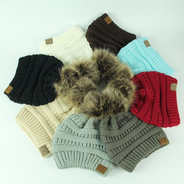 

cc trendy hats winter knitted fur poms beanie label fedora luxury cable slouchy skull caps fashion leisure beanie outdoor hats fa3190