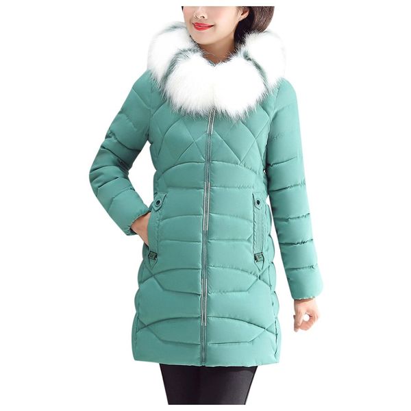 

2019 new parka womens winter coats womans long cotton casual fur hooded warm parkas female overcoat coat manteau femme hiver, Black