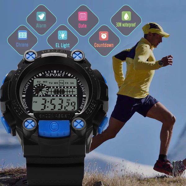 

otoky watch 2019 wristwatch sport men led electronic wrist watch fashion digital watches men outdoor waterproof 19april24, Slivery;brown