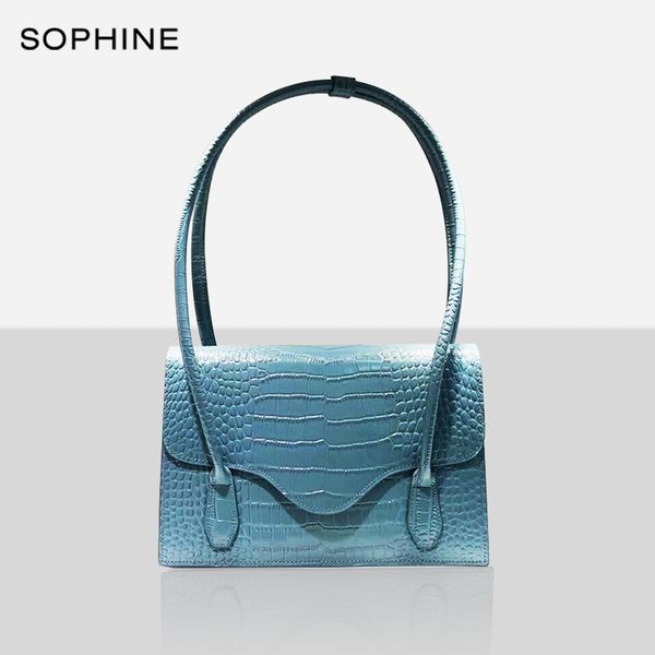 

vintage style women bags baguette alligator cowhide leather ladies handbag shoulder female bag