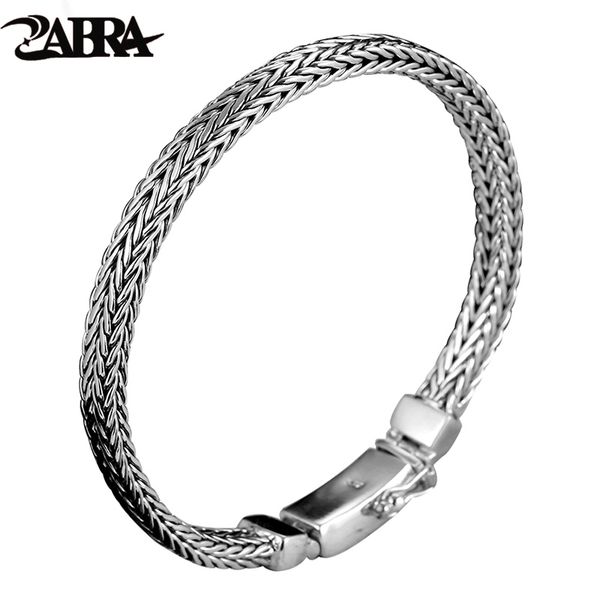 

zabra real 925 sterling silver bracelet men vintage punk fashion handmade weave bracelets bangles male jewelry for female, Golden;silver