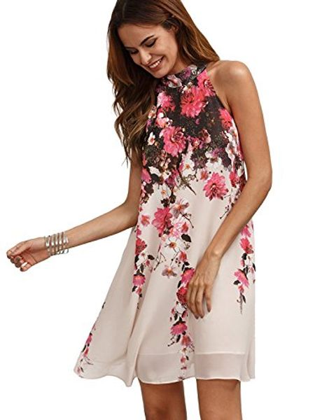 

floerns women's summer chiffon sleeveless party dress, Black;gray
