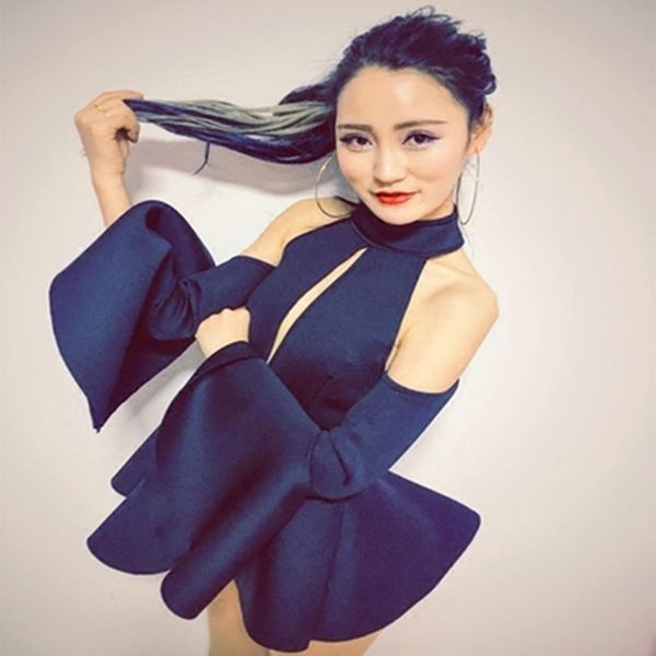 

stage wear 2021 female singer hollow out dance costume nightclub bar dj jazz performance backless set outfit, Black;red