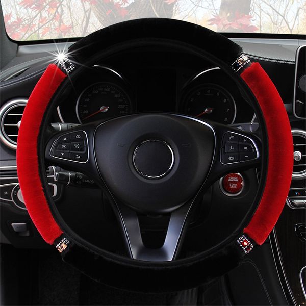 

new fashion plush rhinestone steering wheel covers universal car decoration vehicle ornament