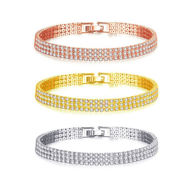 

doreen box fashion copper bracelets rose gold/silver color/gold metal women rhinestone bangles jewelry 18cm(7 1/8") long, 1piece, Black