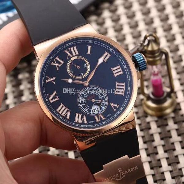 

luxury rose gold 18k un roman black rubber watches fashion mens mechanical movement limited edition men wristwatches, Slivery;brown