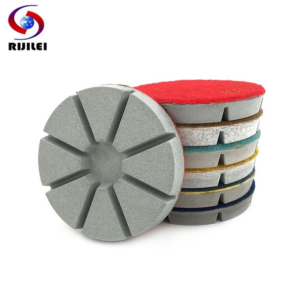 

rijilei 7шт/комплект 4 дюйма бетона полируя пусковая площадка пола диаманта 100mm смолы полировальником сухой или влажный молоть восстановле