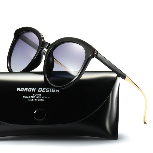 

original brand design fashion sunglasses women polarized cat eye black sun glasses colorful gradient anti glare driving glasses, White;black