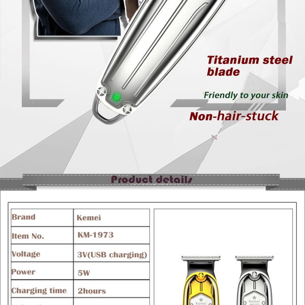 

км 1973 волос триммер аккумуляторная машинка для парикмахера цельнометаллических мужчин хорошие волосы триммеры casecustom srvzb